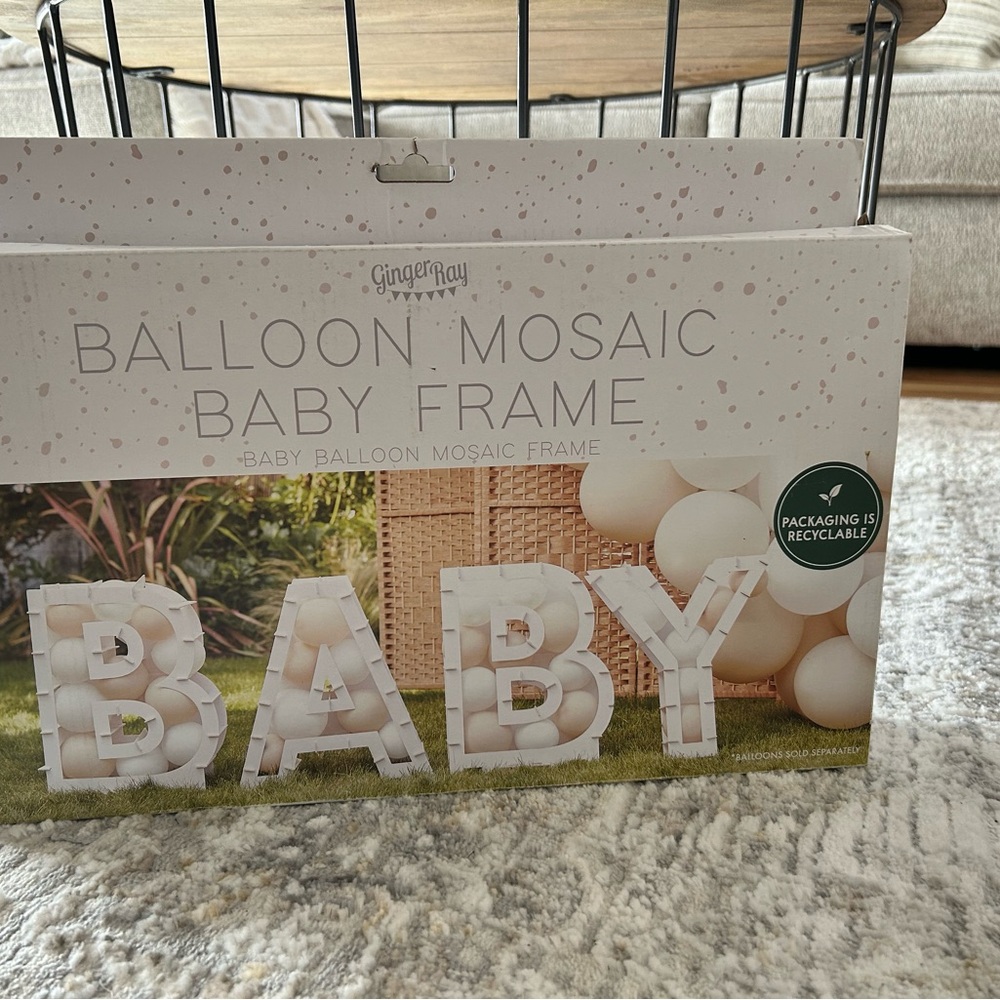 White Mosaic 'BABY' Frame - Party Decoration